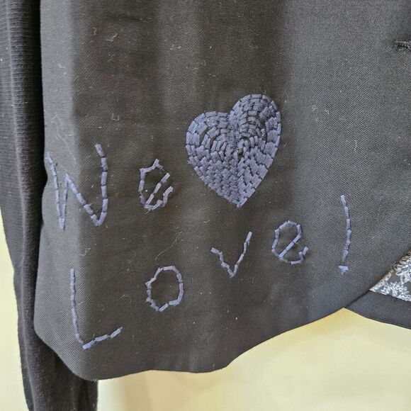 Desigual Womens Blazer Jacket Black Size 40 Embroidered We Love Velvet Burnout - Picture 5 of 11